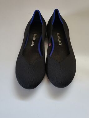 Rothy's Black Flats with Blue Trim
